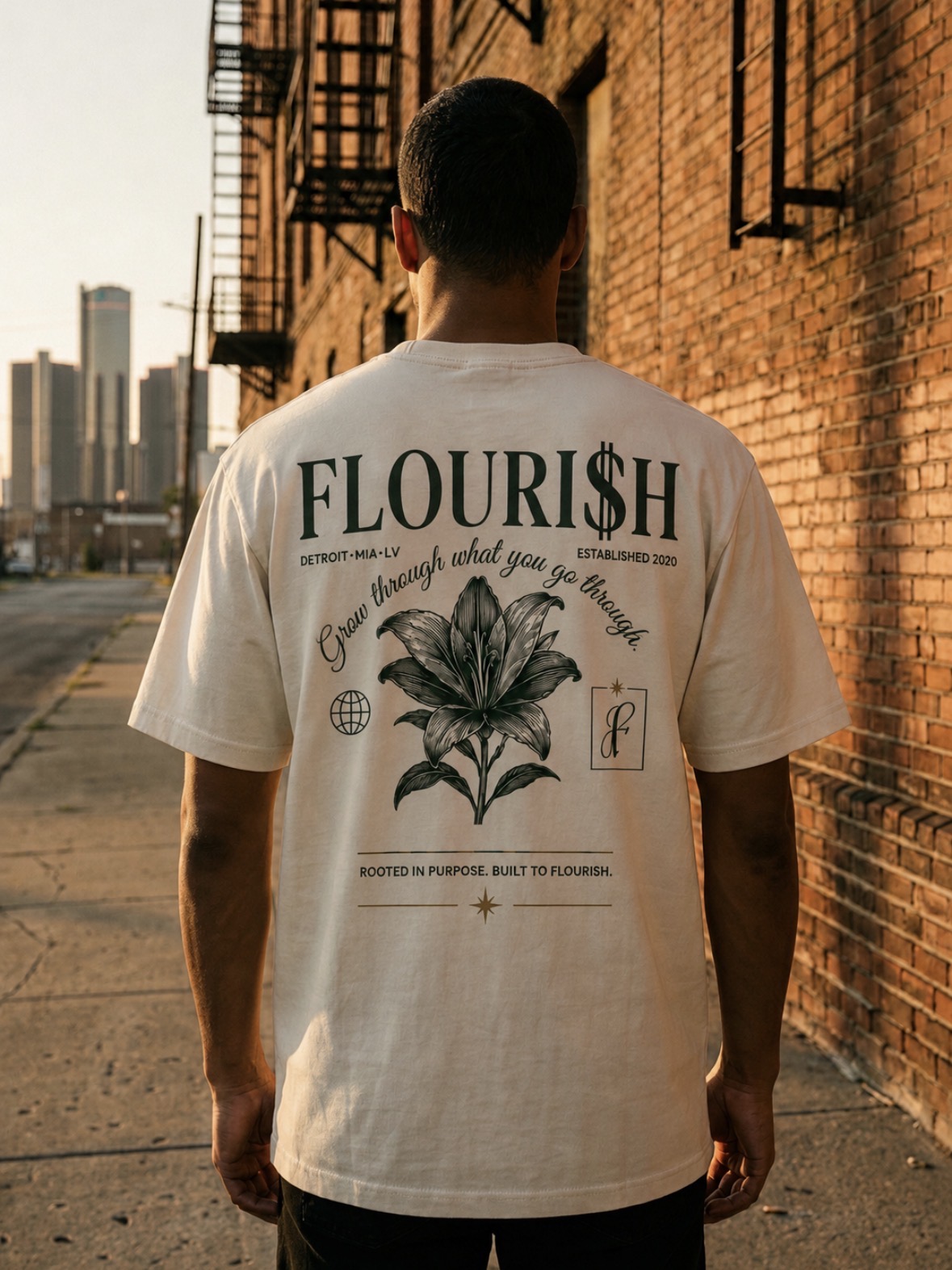 Flouri$h Tee — Cream detail