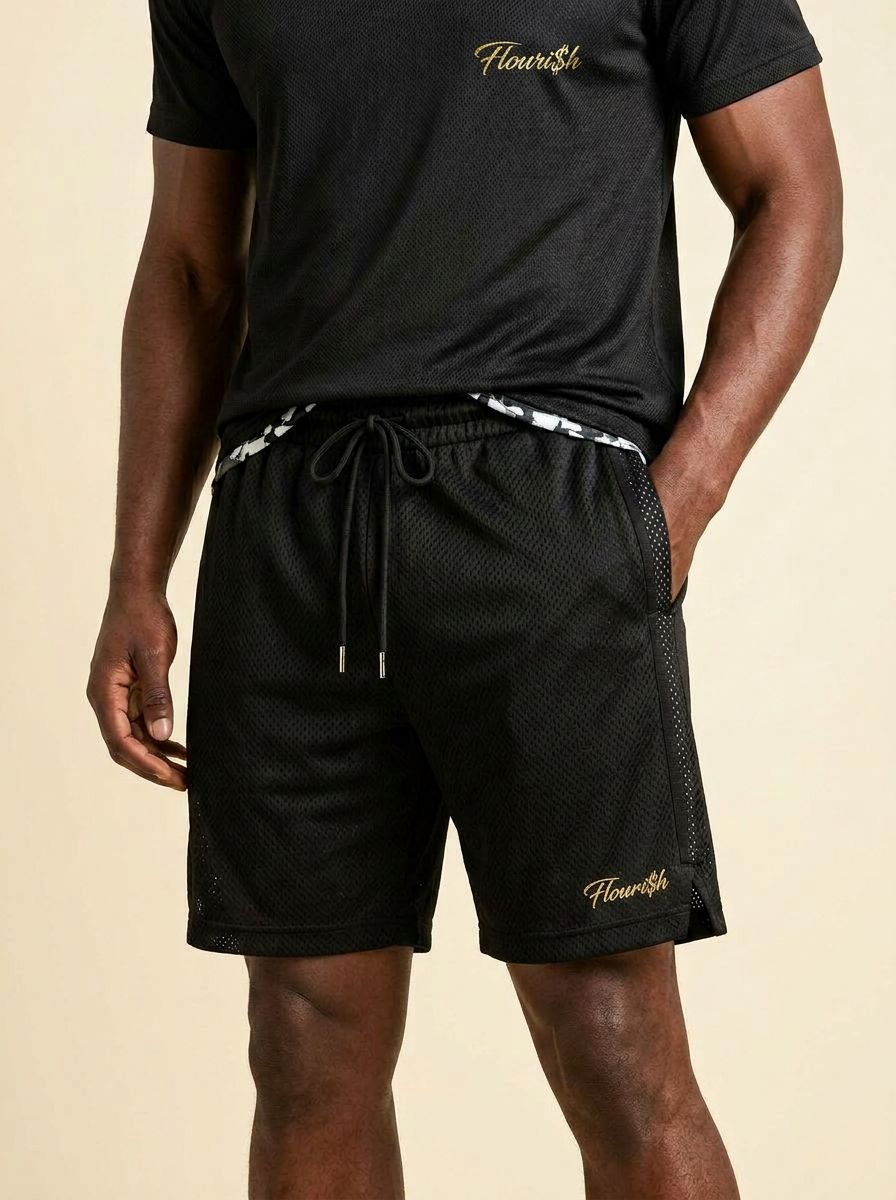 Mesh-lined shorts from the Flouri$h Short Set with drawcord waist